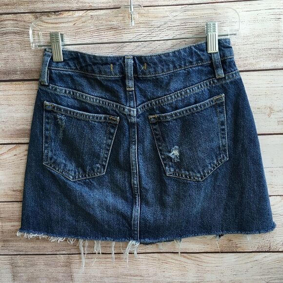 We The Free Distressed Denim Skirt - Blue - Picture 2 of 4